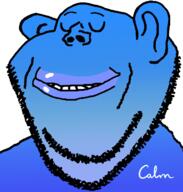 amerimutt blue blue_skin calm closed_eyes ear lips mutt smile soyjak stubble subvariant:impish_amerimutt variant:impish_soyak_ears // 598x628 // 193.8KB