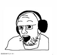 animated ear glasses headphones open_mouth poyopoyo soyjak stubble variant:unknown // 400x383 // 186.6KB