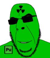 actinides chemistry element glasses green_skin plutonium radioactive smile soyjak stubble sunglasses text variant:cobson // 721x840 // 27.2KB
