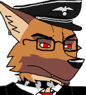 angry canine closed_mouth clothes collar dog earring furry german_shepherd glasses hat jackal jackal_queenston lapfox_trax nazism necktie red_eyes sexy soyjak spiked_collar variant:chudjak // 696x770 // 274.7KB