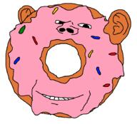 brown_dough donut ear objectsoy pink_frosting smile soyjak variant:impish_soyak_ears // 891x809 // 13.7KB