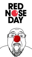 glasses open_mouth red_nose red_nose_day soyjak stubble text variant:bernd // 1080x1902 // 67.6KB