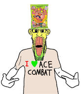 ace_combat arm candy clothes ear food glasses green hand hat oh_my_god_she_is_so_attractive open_mouth pointing sour sour_candy soyjak stretched_mouth stubble tshirt variant:markiplier_soyjak variant:shirtjak yellow // 618x718 // 204.6KB