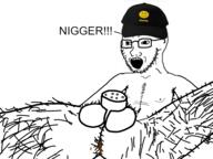 body_hair cap chastity_cage clothes full_body glasses hat ifunny naked nigger nsfw open_mouth penis poop stubble text variant:soyak // 960x720 // 166.0KB
