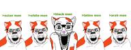 5soyjaks animal cat ear glasses greentext nose open_mouth stubble subvariant:el_perro_loco text variant:el_perro_rabioso variant:feraljak whisker // 2175x822 // 216.3KB