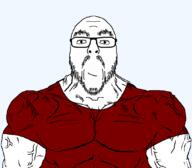 buff closed_mouth clothes glasses muscles mustache smile strong stubble subvariant:muscular_chud variant:chudjak variant:flartson vein // 1059x929 // 47.8KB