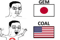 2soyjaks angry clothes coal country excited flag gem glasses hand hands_up japan open_mouth pol_(4chan) soyjak text tshirt united_states variant:chudjak watermark // 1332x900 // 235.4KB