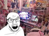 angry anime glasses irl_background open_mouth room soyjak stubble variant:feraljak // 640x480 // 504.4KB
