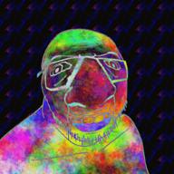 animated colorful deformed distorted gif glasses mustache open_mouth soyjak space strobe stubble variant:feraljak // 1024x1024 // 1.5MB