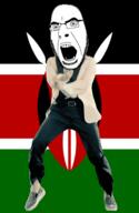 angry animated country dance flag full_body gangnam_style glasses irl kenya open_mouth shield soyjak spear stubble variant:cobson // 300x460 // 498.3KB