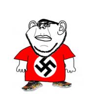 angry chud closed_mouth clothes ear full_body glasses hair just_fuck_my_shit_up merge nazism soyjak stubble swastika thick_eyebrows tshirt variant:chudjak variant:impish_soyak_ears // 500x500 // 91.2KB