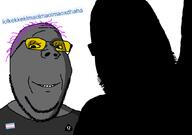 2soyjaks badge bbc glasses grey_skin lolkek name_tag ominous purple_hair queen_of_spades rope silhouette smile soot_colors soybooru soyjak stubble suicide text tragedyjakking tranny variant:cobson // 1062x744 // 76.0KB