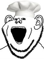 chef clothes ear happy hat open_mouth soyjak stubble variant:impish_soyak_ears // 598x800 // 152.9KB