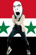 angry animated country dance flag gangnam_style glasses open_mouth soyjak stubble syria variant:cobson // 300x460 // 498.2KB