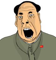 china clean_shaven clothes ear flag flag:china hair mao_zedong open_mouth soyjak variant:cobson white_skin // 1064x1144 // 46.2KB