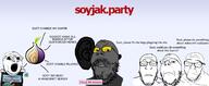 5soyjaks angry arm closed_eyes closed_mouth clothes deformed ear glasses hand hands_up large_ear minecraft onion open_mouth pacifier sad soot soot_colors soyjak soyjak_party stubble text tor variant:feraljak variant:gapejak variant:markiplier_soyjak variant:wholesome_soyjak // 2500x1034 // 458.9KB