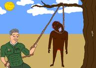 Rodolfo_Graziani abyssinia arm black_skin chud clothes ethiopia glasses grey_hair hanging holding_object holding_rope italy lynching nigger open_mouth smile stubble subvariant:wholesome_soyjak sun total_nigger_death tree variant:bernd variant:gapejak white_skin world_war_2 // 2100x1500 // 198.6KB