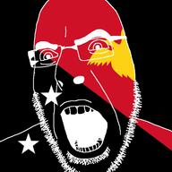 angry animal bird country flag glasses open_mouth papua_new_guinea raggiana_bird_of_paradise soyjak star stubble variant:cobson // 721x720 // 29.7KB