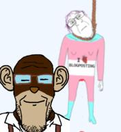 2soyjaks ack angry animal bobo_the_sharty_janny brown_eyes closed_eyes closed_mouth clothes crying ear flag glasses i_love janny merge monkey mustache open_mouth rope smile soyjak stubble suicide suspenders tongue tranny variant:bernd variant:markiplier_soyjak // 998x1080 // 380.7KB