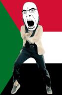 angry animated country dance flag flag:sudan full_body gangnam_style glasses irl open_mouth soyjak stubble sudan variant:cobson // 300x460 // 495.9KB