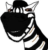 animal bloodshot_eyes ear horse smile soyjak stripes stubble subvariant:impish_horse variant:impish_soyak_ears zebra // 689x726 // 23.3KB