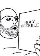 beer bible book double_chin fat glasses hand holding_object holy_beerble open_mouth soyjak stubble template text variant:unknown // 700x971 // 24.2KB