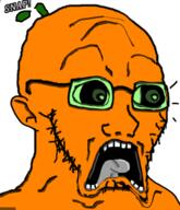ear froot froot_(user) glasses green_glasses open_mouth orange_skin scared snap soyjak stubble subvariant:doctos text tongue variant:soyak // 331x385 // 75.9KB