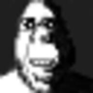 black_background black_eyes black_sclera closed_mouth glasses low_resolution microjak ominous pixel_art smile stubble subvariant:hornyson variant:cobson white_pupils // 32x32 // 1.8KB