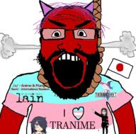 a_(4chan) angry anime bant_(4chan) beard cat_ear flag hanging heart japan logo osaka pink_hair rope serial_experiments_lain soyjak steam subvariant:science_lover suicide swastika tomoko touhou tranny variant:markiplier_soyjak video_game // 800x789 // 224.2KB
