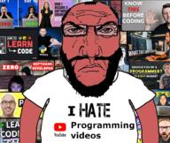 angry balding beard clothes glasses i_hate programming punisher_face red_skin soyjak subvariant:science_lover text tshirt variant:markiplier_soyjak youtube // 1015x854 // 1.2MB