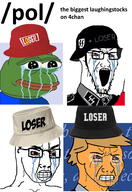 2soyjaks 4chan bloodshot_eyes clenched_teeth clothes crying donald_trump frog glasses green green_skin gritting_teeth hair hat helmet loser maga military_uniform nazi_germany nazism open_mouth orange_skin pepe pol_(4chan) soyjak stretched_mouth stubble suit text tshirt uniform variant:chudjak variant:soyak wojak world_war_2 yellow_hair // 1372x2000 // 536.4KB