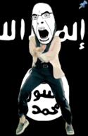 animated arabic_text dance flag full_body gangnam_style glasses irl isis open_mouth push_pin soyjak sticky stubble variant:cobson // 300x460 // 365.5KB