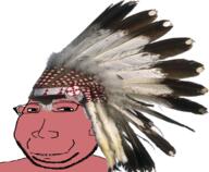 clothes ear eyelids feather glasses hat indian native_american red_skin shaman small_eyes smile soyjak stubble subvariant:massjak variant:wholesome_soyjak war_bonnet // 1109x915 // 775.9KB