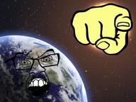 earth finger glasses hand planet pointing pointing_at_viewer soyjak space stubble sun sunglasses variant:feraljak // 1024x768 // 911.0KB