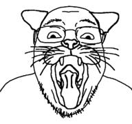 animal cat cat_ear ear glasses open_mouth sharp_teeth soyjak stubble tongue variant:gapejak_front whisker // 1200x1125 // 36.3KB