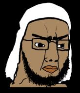 angry arab beard brown_skin closed_mouth clothes glasses hat islam keffiyeh soyjak variant:chudjak // 493x576 // 33.3KB