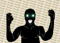 4chan alternate arm black_skin fist glowing_eyes green_eyes greentext hand inverted nipple open_mouth soyjak stubble text thougher variant:classic_soyjak // 680x487 // 271.8KB