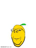 animated food fruit gif glasses lemon poyopoyo smile soyjak stubble variant:wholesome_soyjak yellow_skin // 300x400 // 373.0KB