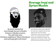 angry arab christianity clothes crying gigachad glasses hair hat iraq islam jew open_mouth saddam_hussein smile soyjak syria text variant:classic_soyjak // 960x721 // 288.0KB