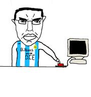 angry argentina argentina_national_football_team arm button clothes computer ear football glasses hair hand millions_must_die text variant:chudjak // 867x922 // 133.8KB