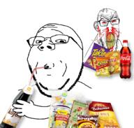 2soyjaks angry arm beard blood bloodshot_eyes bottle cheeto cheetos coca_cola country cracked_teeth czech_text czechia drinking drinking_straw ear food glasses goyslop hand holding_bottle holding_object nosebleed stretched_mouth stubble subvariant:feralrage subvariant:wholesome_soyjak variant:feraljak variant:gapejak vein veiny_eyes yellow_teeth // 1200x1142 // 870.7KB
