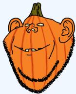 ear food fruit halloween jack_o_lantern orange_skin pumpkin smile soyjak stubble variant:impish_soyak_ears // 574x706 // 160.9KB