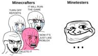 2soyjaks angry crying crying_wojak glasses meme minecraft minetest open_mouth pink_skin soyjak stubble text trollface variant:classic_soyjak video_game wojak // 960x551 // 194.8KB