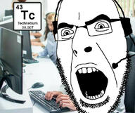angry chemistry computer element glasses headphones irl_background microphone open_mouth soyjak stubble technetium variant:cobson // 817x683 // 129.4KB