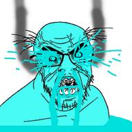 angry blue blue_eyes blue_skin cracked_teeth cry_me_a_river crying fume glasses soyjak stubble variant:feraljak // 1024x1024 // 629.2KB