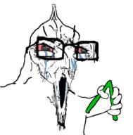 angry arm bloodshot_eyes crying distorted glasses greentext hand holding_object open_mouth small_brain soyjak stubble variant:classic_soyjak // 760x772 // 229.5KB
