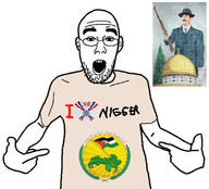 arabic_text arm assyria baathism clothes ear glasses hand heart i_heart_nigger i_love nigger open_mouth pointing saddam_hussein soyjak stubble text tshirt variant:shirtjak // 1125x1017 // 190.6KB