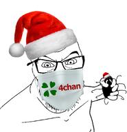 4chan angry arm bug christmas clothes facemask glasses hand hat holding_object santa santa_hat soyjak stubble variant:feraljak // 1600x1660 // 521.4KB