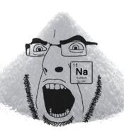 alkali_metal angry chemistry element glasses objectsoy open_mouth salt sodium soyjak stubble text variant:cobson // 721x789 // 152.5KB