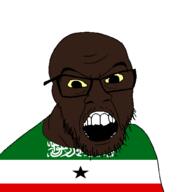 black_skin clothes country flag glasses open_mouth small_eyes somaliland soyjak stubble variant:feraljak // 1500x1500 // 45.7KB